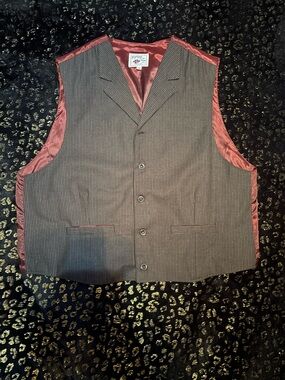 Vintage Men’s Pinstripe Vest with Burgundy Lining